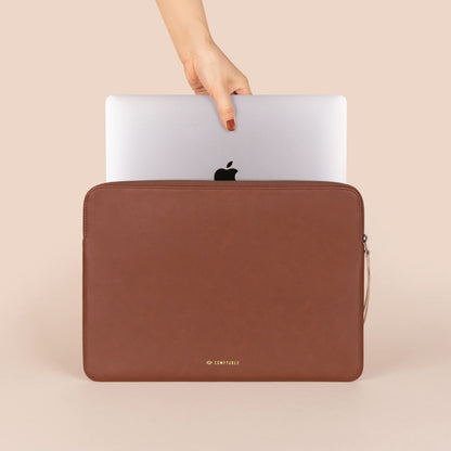 Comfyable Slim Protective Laptop Sleeve 14 Inch Snugly Compatible with MacBook Pro 14-inch M5 M4 M3 M2 M1 Pro/Max 2026-2021, PU Leather Bag Waterproof Cover Notebook Computer Case for Mac, Brown