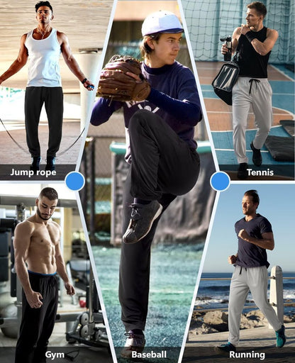 OZYJD Mens Sweatpants with Zipper Pockets 5 Pack Mens Joggers for Men Open Bottom Mesh Athletic Pants for Workout,Running