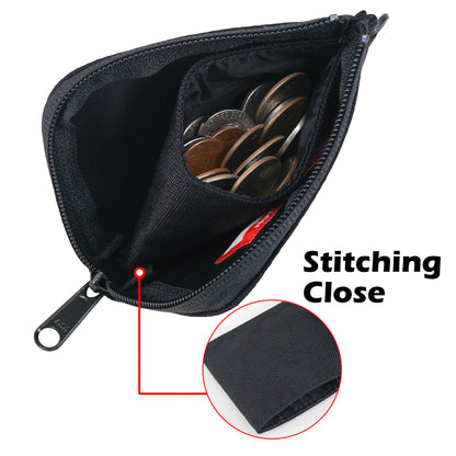 Rough Enough Small Coin Purse Card Wallet Pouch with Zipper Neck Lanyard Keychain for Men Women Teen Boys Black Cordura