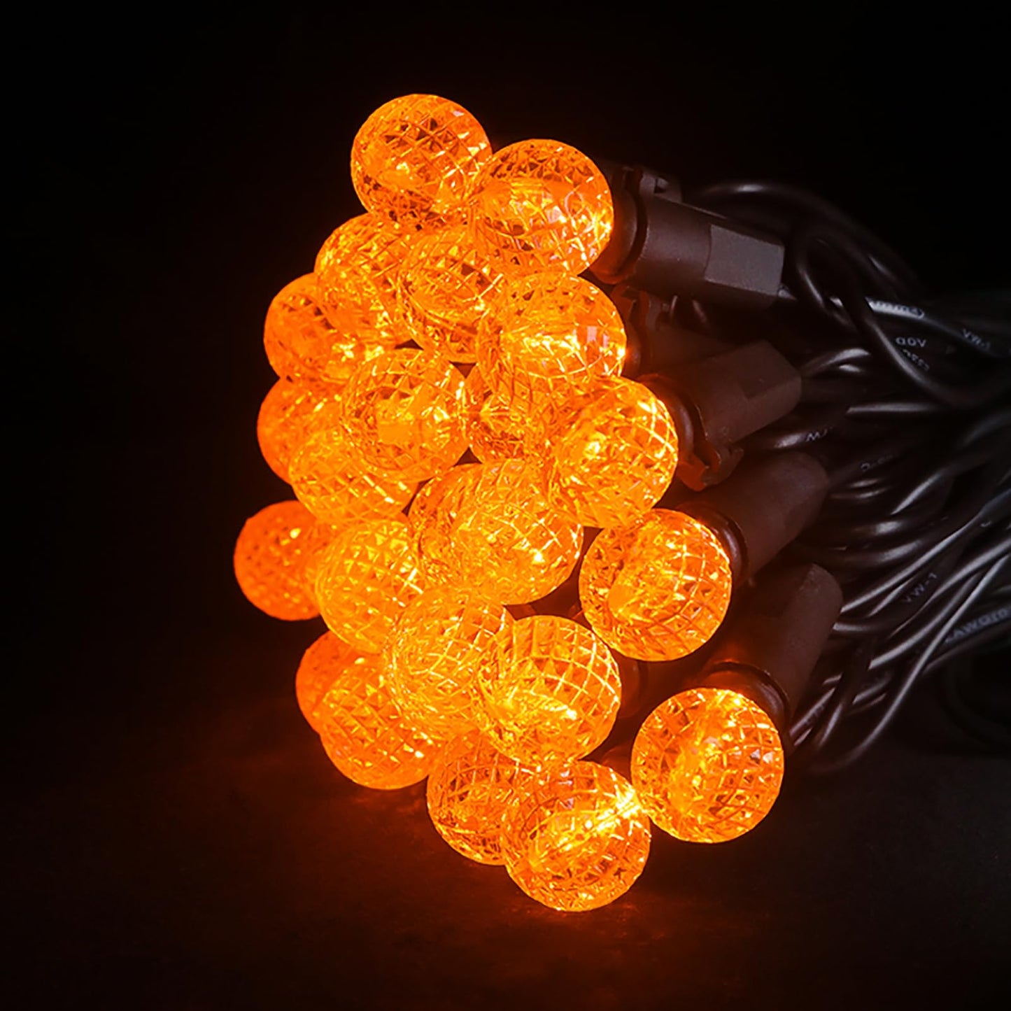 18.6Ft 50 LED Orange Halloween Lights G12 Mini Globe Ball String Lights for Small Tree Crafts Holiday Indoor/Outdoor Christmas Thanksgiving Day Halloween Decorations, UL Certified, Connectable, Orange