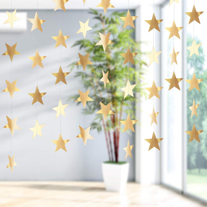 Patelai Glitter Star Garland Banner 2026 Graduation Decor 130 Feet Star Hanging Banner Twinkle Backdrop for Party Birthday Classroom Wedding Supplies(Champagne Gold)