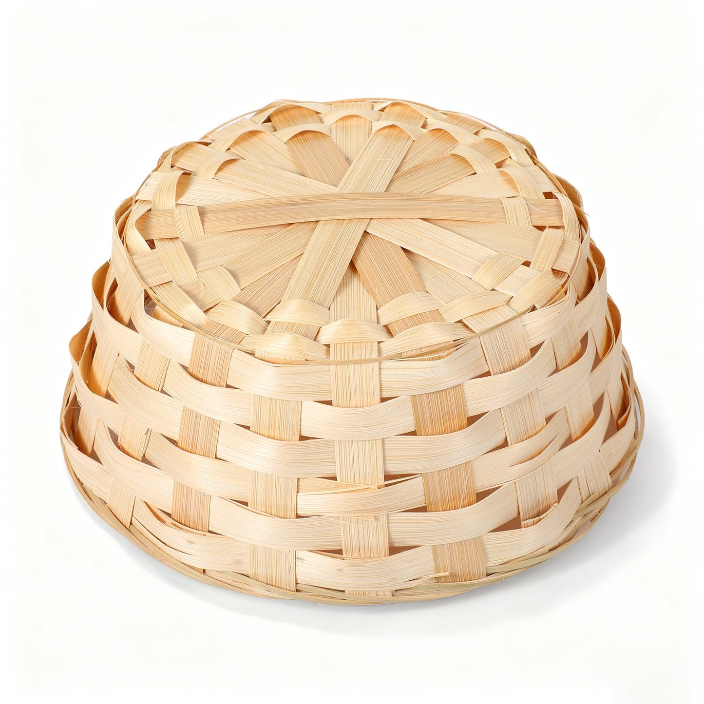 Ckhoid 10Pcs Round Gift Baskets, 8 Inch Natural Bamboo Woven Fruit Basket, Small Wicker Bread Roll Serving Basket, Handwoven Food Storage Serving Baskets for Kitchen, Restaurant