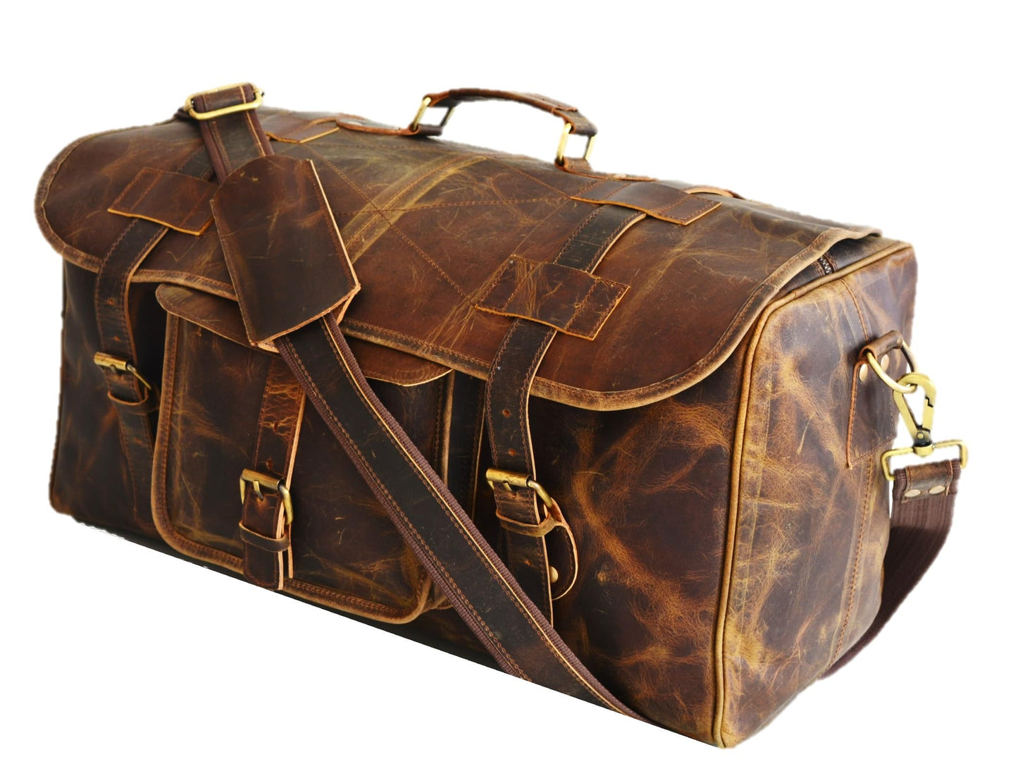 Urban Dezire Leather Duffel Travel Gym Overnight Weekend Leather Bag Sports Cabin