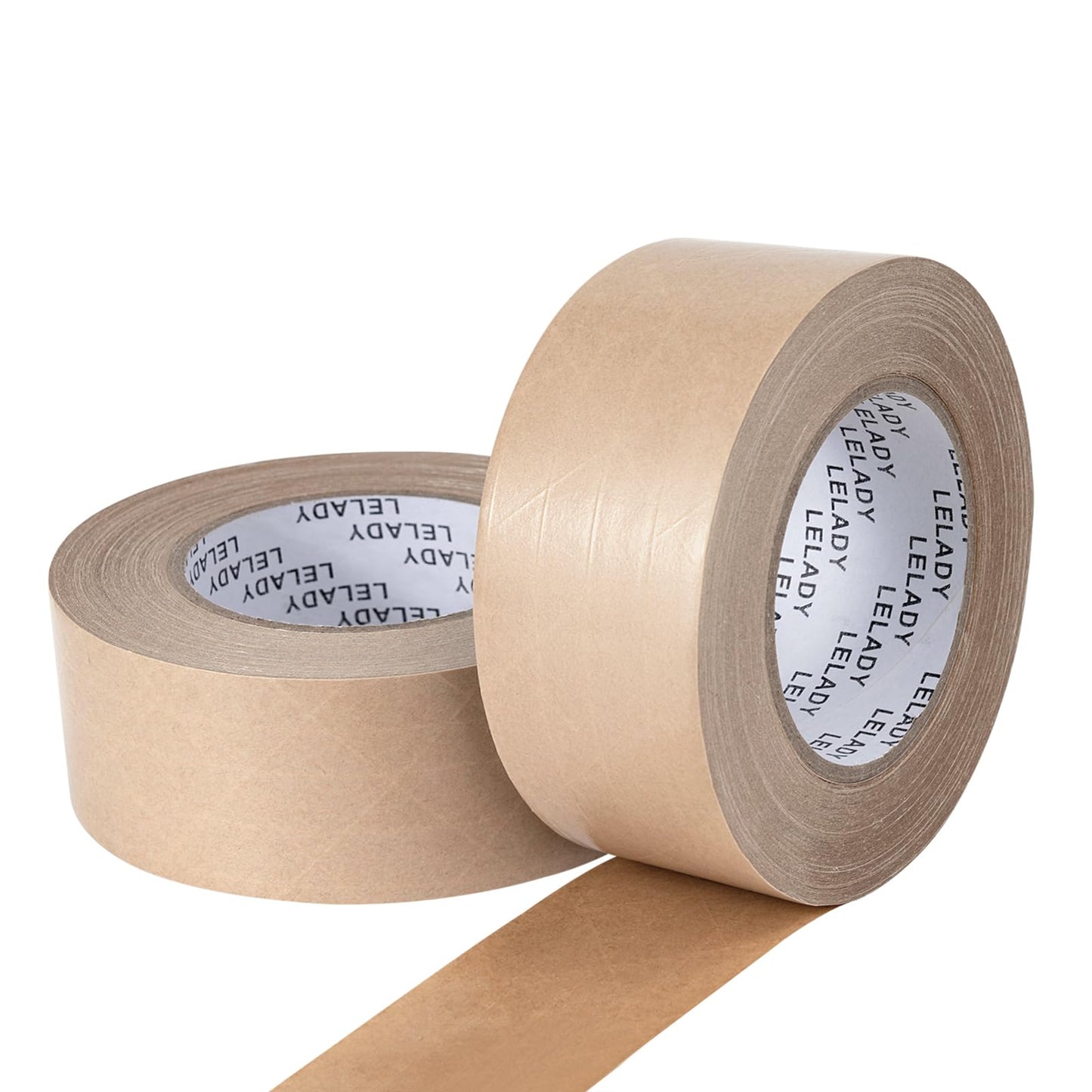 LELADY Kraft Paper Tape 2 Inch x 55 Yards - 2 Rolls Self Adhesive Gummed Packing, Reinforced Heavy Duty Brown Tape for Masking, Sealing, Packing