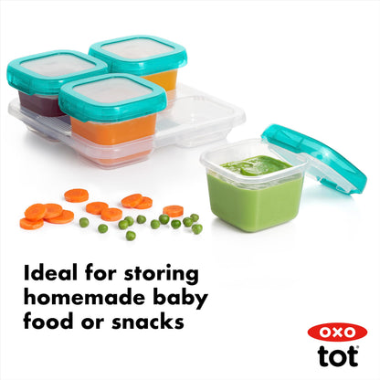 OXO Tot Baby Blocks Food Storage Containers, Teal, 6 oz