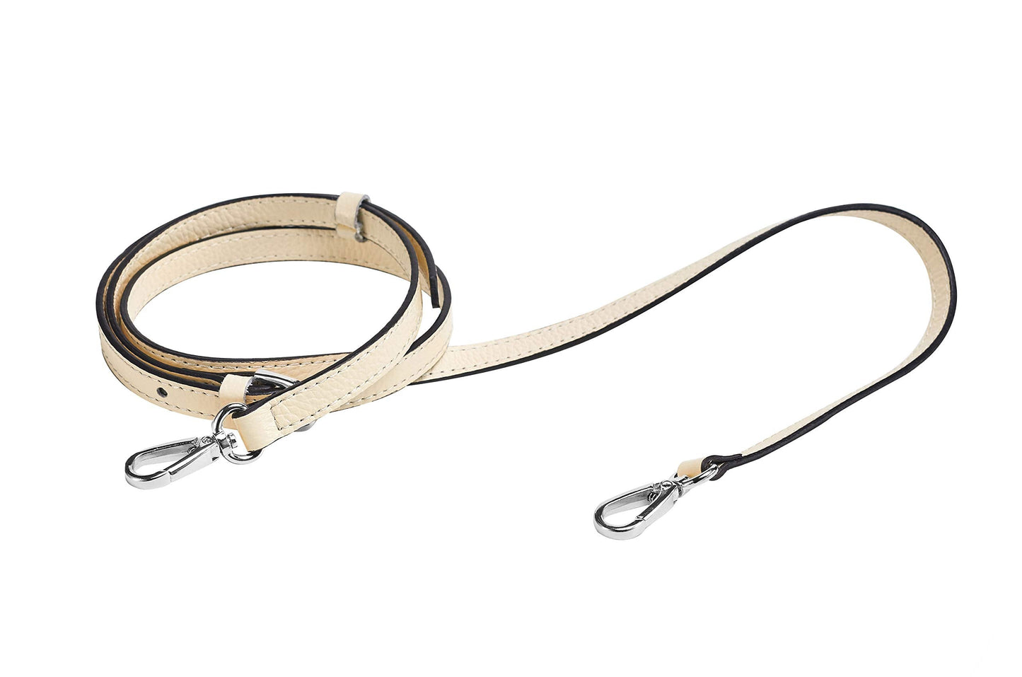 LIVE UP Full Grain Purse Strap Genuine Leather Replacement for Cross Body Bag Handbags(Beige-Silver Buckles)