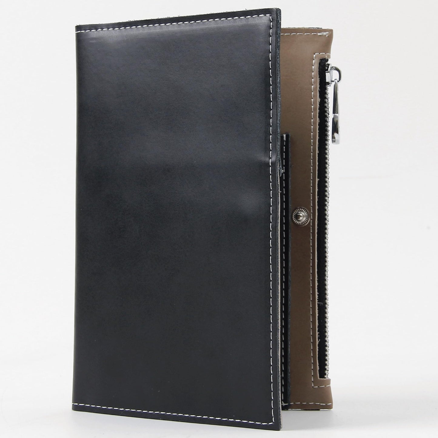 EutDett Leather Passport Wallet for Men and Women, Passport Holder Slim Bifold Travel Wallet with Zippered Coins Pocket and SIM Slots Passport Cover Case (Black)