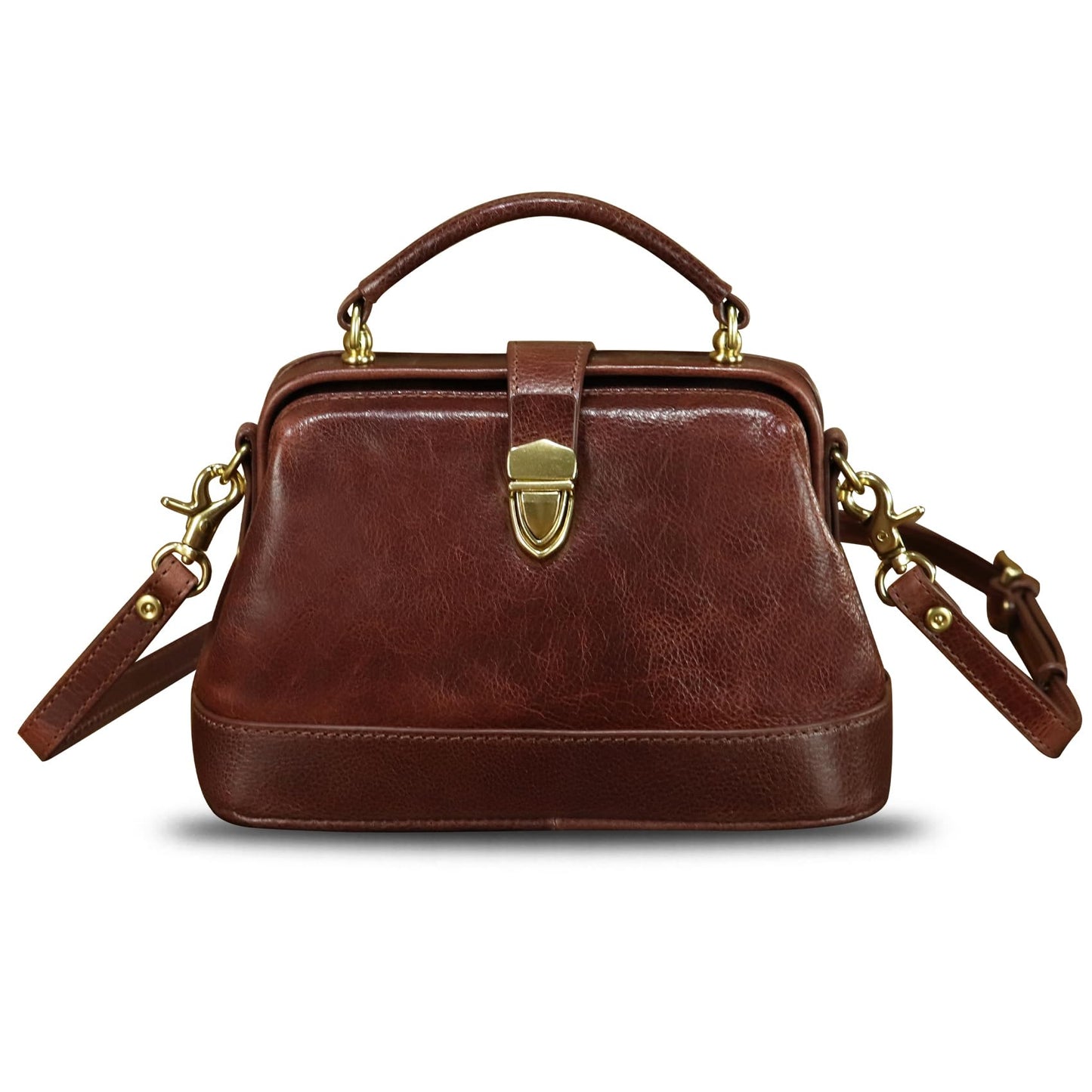 Genuine Leather Small Purses and Handbags for Women Designer Vintage Doctor Style Crossbody Bag Shoulder Satchel Phone Bag (Coffee)