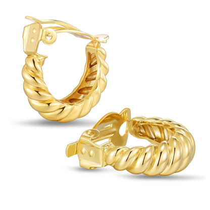 LILIE&WHITE Gold Clip on Hoop Earrings For Women Fashion Clip on Earrings For Girls Chunky Hoop Earrings No Piercing Fake Earrings Costume Jewelry Gift…
