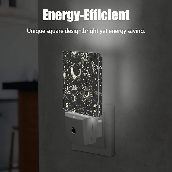 Stars Moon Black Sky Night Light Plug in Wall Lamp Smart Dusk to Dawn Sensor for Home Decorative, Kids Room Bedroom Bathroom Kitchen Hallway Gifts