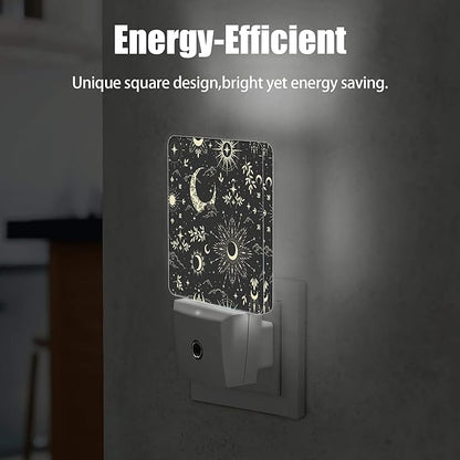 Stars Moon Black Sky Night Light Plug in Wall Lamp Smart Dusk to Dawn Sensor for Home Decorative, Kids Room Bedroom Bathroom Kitchen Hallway Gifts