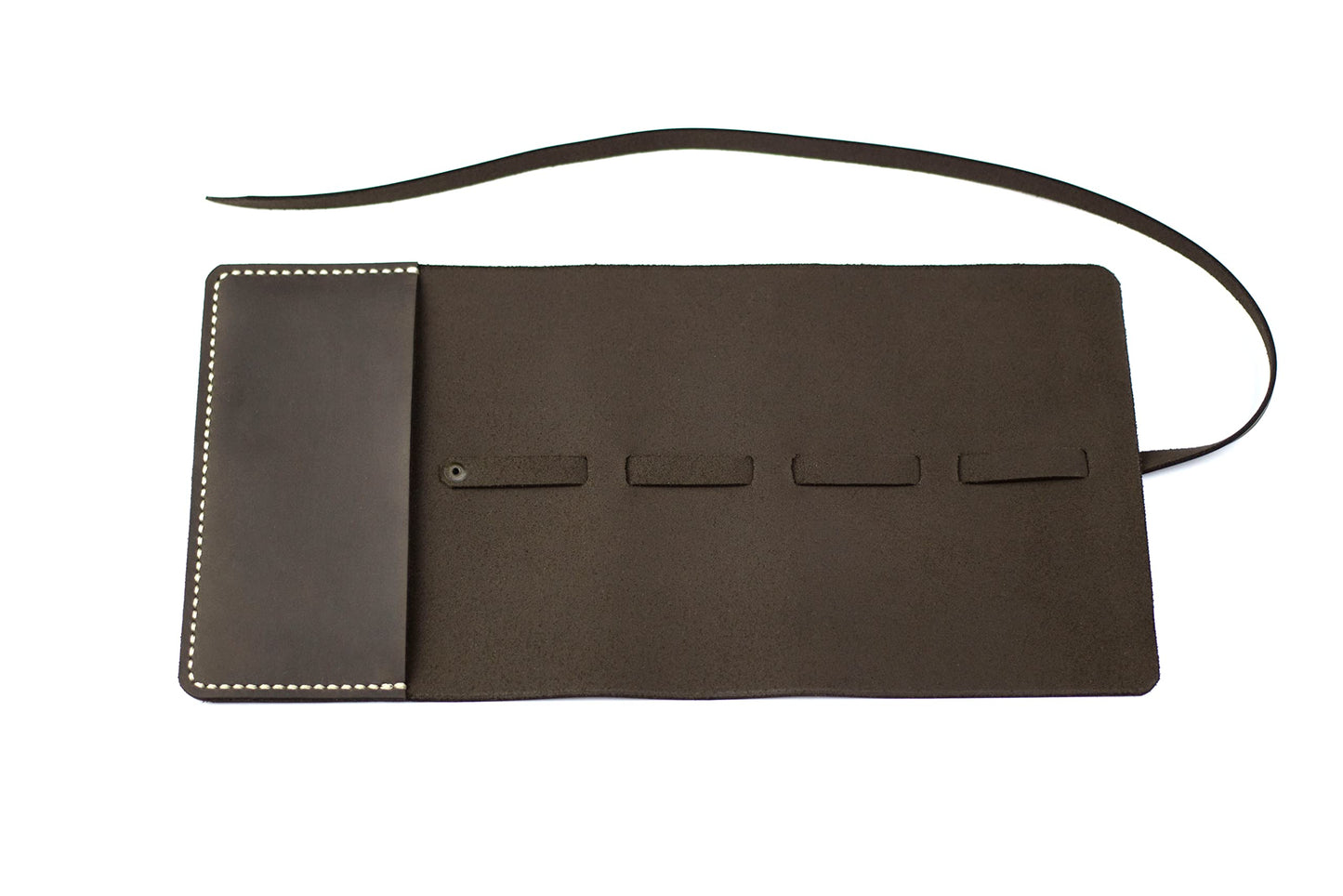 Leather Cord Organizer Wrap for Cables - Brown