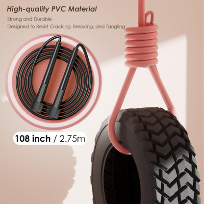 2 Pack Jump Rope for Fitness, Speed Rope Skipping Rope for Men, Kids and Women, Jumping Rope for Workout, Tangle-Free PVC Long Jump Rope Set, Adjustable Exercise Jumping Rope Boxing for Adult