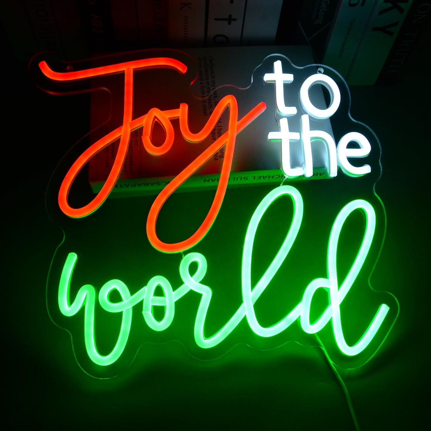Joy to the World Neon Light Sign Happy Winter Holiday LED Sign Art Wall Decor Red Green Christmas Neon Sign for Thanksgiving New Year's Day Xmas Party Countdown Party