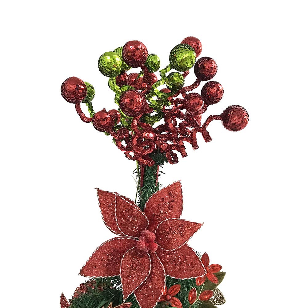 ZHANYIGY 6PC Set Green Christmas Tree Decoration Sequins Ball Curly Pick, Christmas Tree Decorations Christmas Tree Topper Star Home Office Perfect Party Decorations Gifts