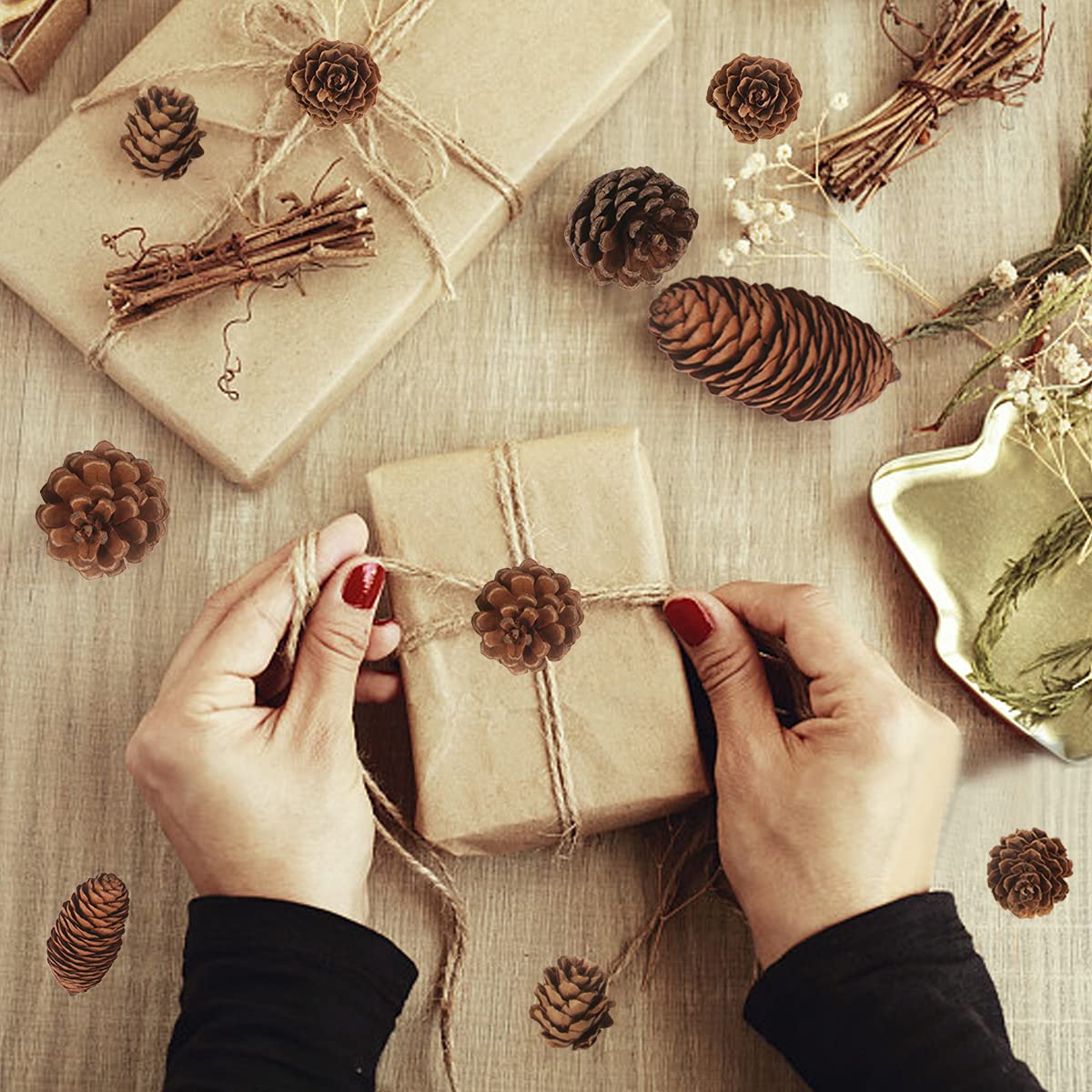 40 PCS Rustic Pine Cone Decorations - Large, Medium and Mini Sizes for Table, Tree and Home Decor