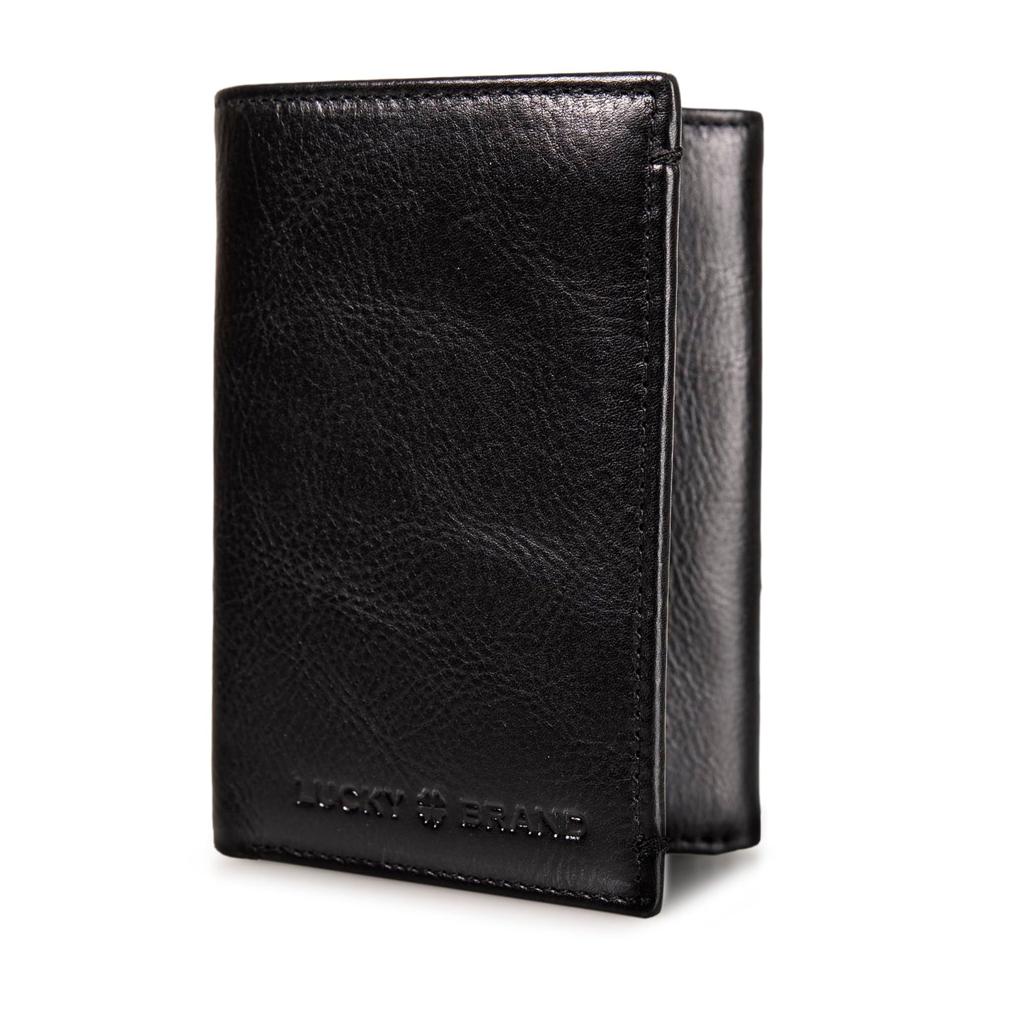 Lucky Brand Men's Smooth Leather Trifold Wallet - with RFID Blocking Lining, 6 Card Slots and Large Bill Pocket- Black