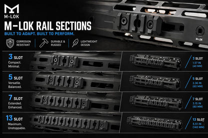 Gotical 9 Slots Rail Section for M Lok Handguard, 9 Slots Picatinny Rail (Set of 2) Black