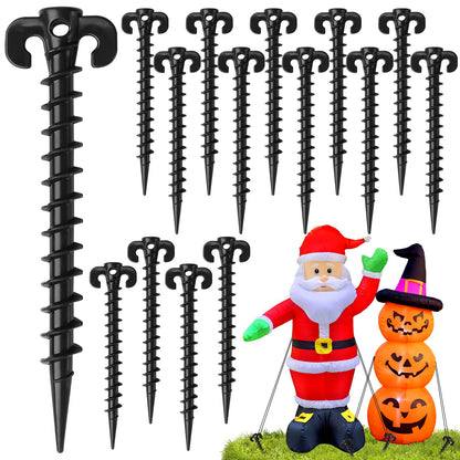 Fabulas Inflatable Stakes, 16 Pcs 7.7 Inch Plastic Tent Yard Stakes for Inflatables Christmas Halloween Thanksgiving Outdoor Holiday Decorations Garden Lawn Camping Replacement Accessories, Black