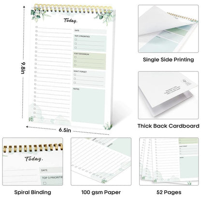 Taja To Do List Notepad - To Do List Notebook for Work with 52 Sheets, 9.8" x 6.5", Undated Daily Planner Perfect for Daily Tasks and Goal Setting, Notepad Suitable for Office, Home & School - Nature