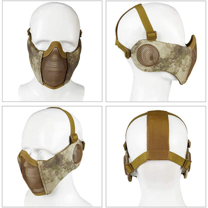 AOUTACC Airsoft Mask with Tactical Goggles,Airsoft Mask with Ear Protection, Airsoft Protective Gear Set for Adult Men Women BBS Paintball Shooting CS Survival Games Cosplay (at)