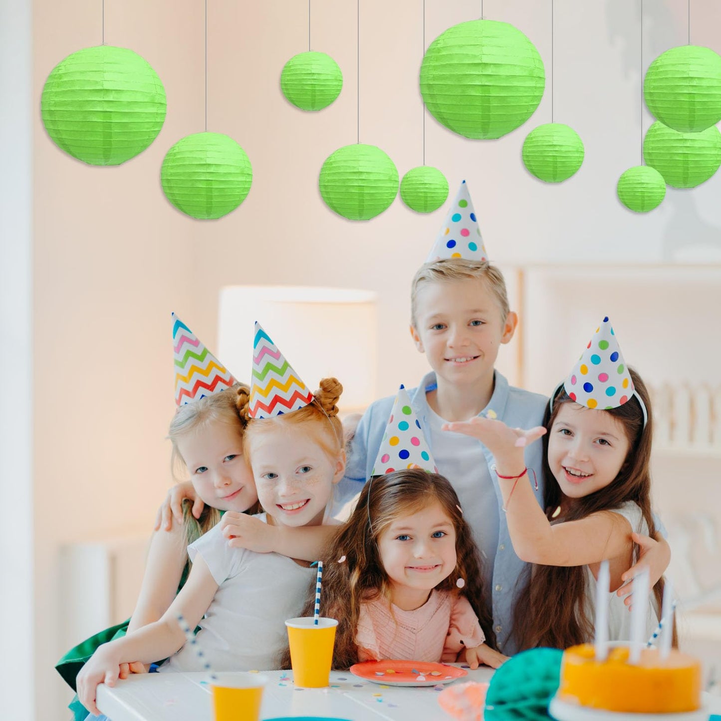 20Pcs Green Paper Lanterns for Parties, 6” 8” 10” 12” Chinese Asian Hanging Round Paper Lanterns for Birthday Wedding Halloween Christmas Home Decor Party Decor