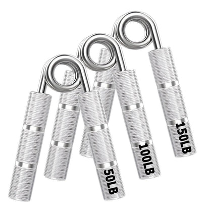 WANSPOORTS Silver Metal Hand Grip Set, 50LB-400LB No Slip Heavy-Duty Grip Strengthener Great Wrist & Forearm Hand Exerciser, Home Gym, Hand Gripper Grip Strength Trainer (Silver 3Pack(50LB-150LB))
