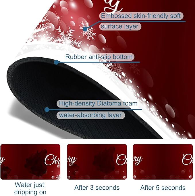 Christmas Merry Xmas Sink Faucet Absorbing Mat Santa Claus Super Absorbent Fast
