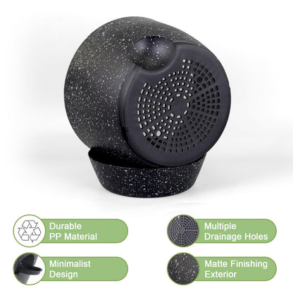 WSMKSZ 12/10/9 inch Large Self Watering Pots, Planter, Plant Pots with Mesh Drainage Holes for Indoor Outdoor Garden Plants, Plastic Flower Pots with Removable Deep Reservoir, Speckled Black