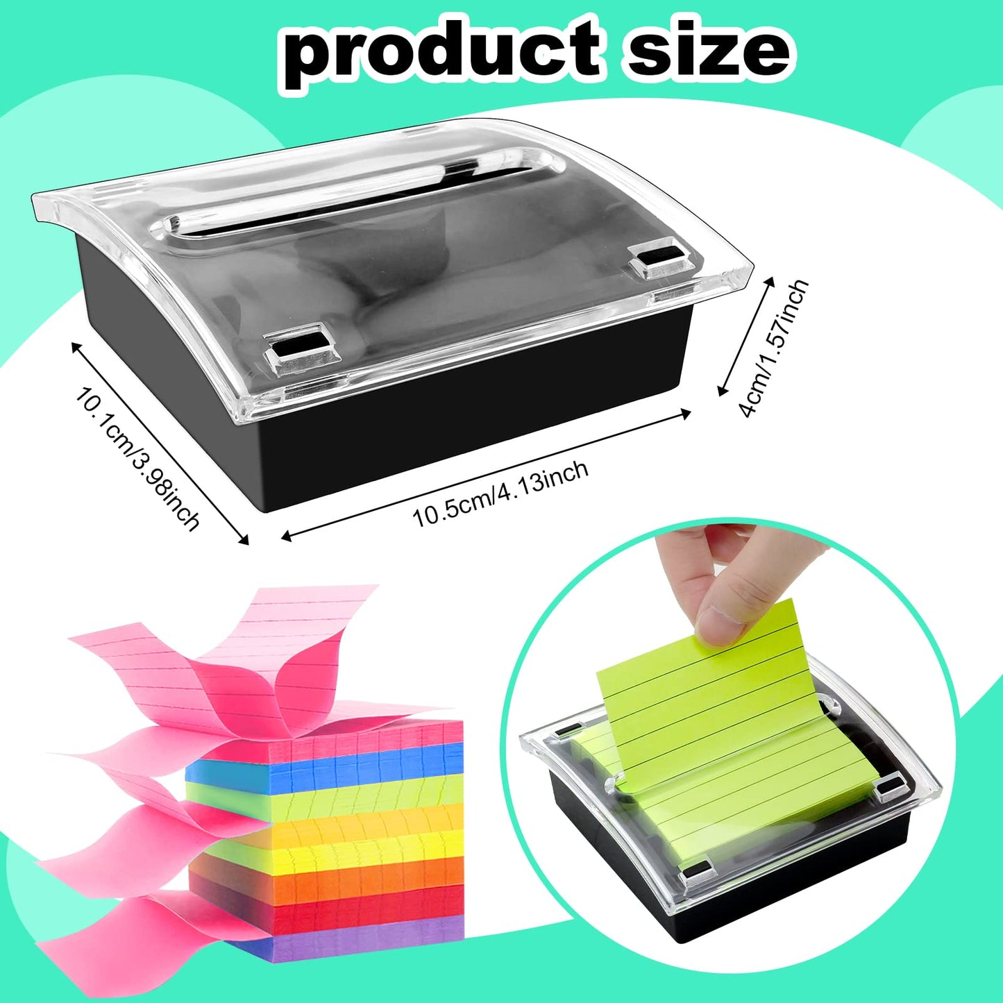 Pop Up Sticky Note Dispenser Sticky Note Holder Pop Up Note Dispenser Transparent Top for 3 x 3 Inch Sticky Notes School Office Home Store Black Base Clear Top (2)