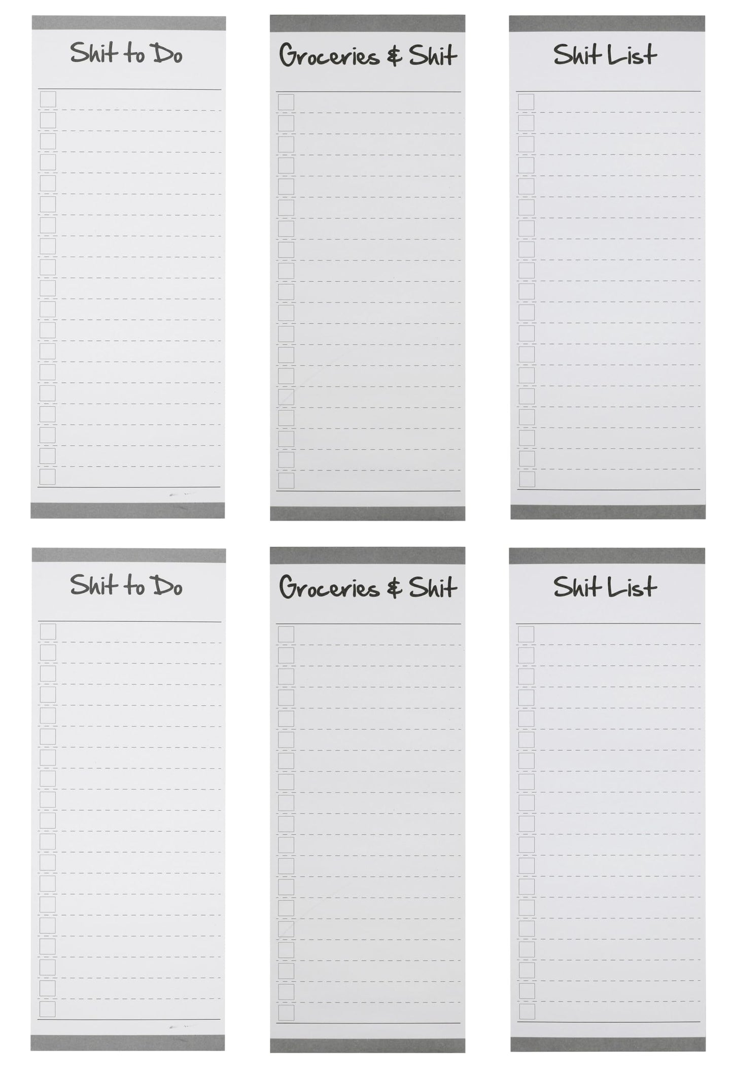 Creative Hobbies Grocery List Magnet Pad for Fridge - 6 Pack of Vibrant Note Pads with Full Magnetic Back and 60 Sheets Each (Funny)
