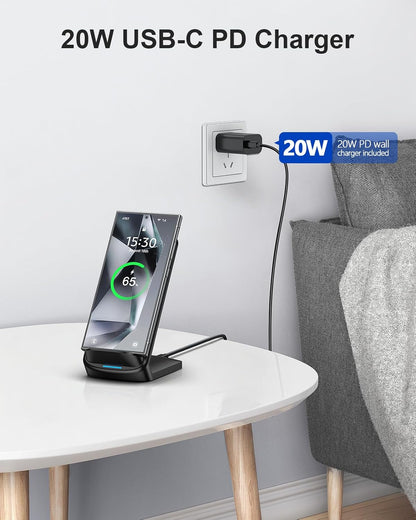 NANAMI Fast Wireless Charger, Qi Certified Wireless Charging Stand with PD20W Adapter USB Charger for iPhone 17/17 Air/17 Pro/17 Pro Max/16/15/14/13,10W for Samsung Galaxy S25/S24/S23/S22/S21/Note 20
