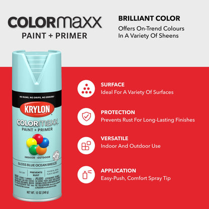 Krylon ColorMaxx 12 Oz. Gloss Spray Paint, Blue Ocean Breeze - 1 Each