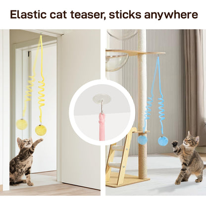 Potaroma Hanging Fluffy Cat Catnip Ball Toys 3 Pcs with Bell, Interactive Cat Teaser Retractable Toys Indoor Kitten Play Chase Exercise Physical Stimulation