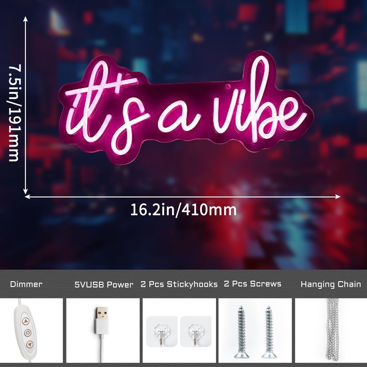 It's a vibe Neon Signs, Neon Light for Bedroom,Dimmable USB LED Wall Décor for Valentines Day Birthday Gift,Wedding,Party,Christmas Day,Home Decor