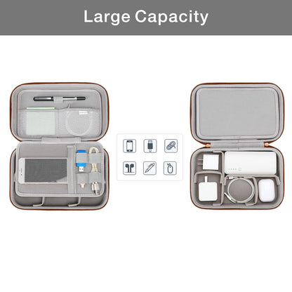 MOSISO Electronic Organizer Travel Case Compatible with MacBook Power Adapter, Compatible with Magic Mouse & Pencil, SD Card, USB Flash Disk with 4 Modular Insert & 2 Cable Tie & Snap Hook, Brown