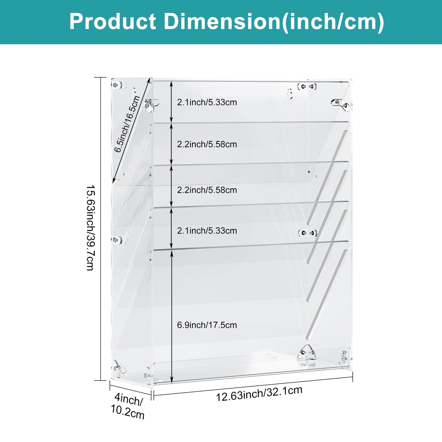Solinxe Clear Desk File Holder, 5 Tier Acrylic Hanging Wall File Mail Document Organizer, Vertical Paper Organizer, Magazine Newspaper Rack for Office, Home, Classroom