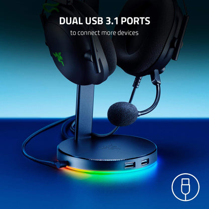Razer Kraken Ultimate RGB USB Gaming Headset + Base Station V2 Chroma Bundle: Classic Black