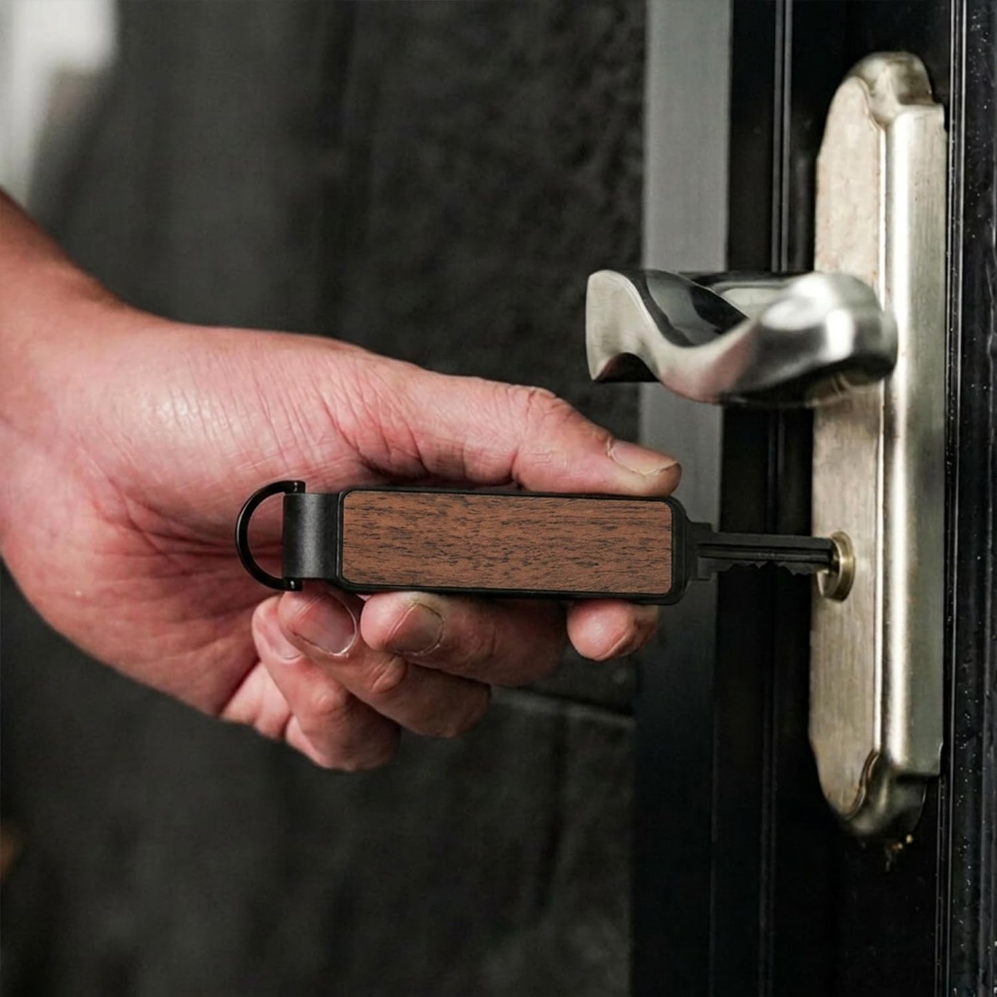 CAXGEK Wooden Key Organizer - Aluminum Wooden Key Organizer holder, Minimalist Innovative Keychain.
