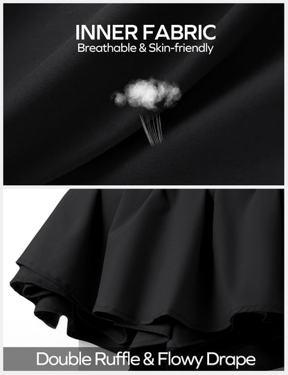 Ewedoos Womens Flowy Shorts with Pockets Tummy Control Athletic Shorts for Women Running Shorts Tennis Skirt Skort Black