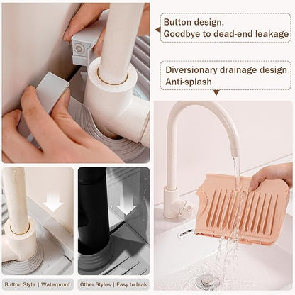 Longer Silicone Faucet Mat for Kitchen Sink – Button Style Faucet Drip Catcher