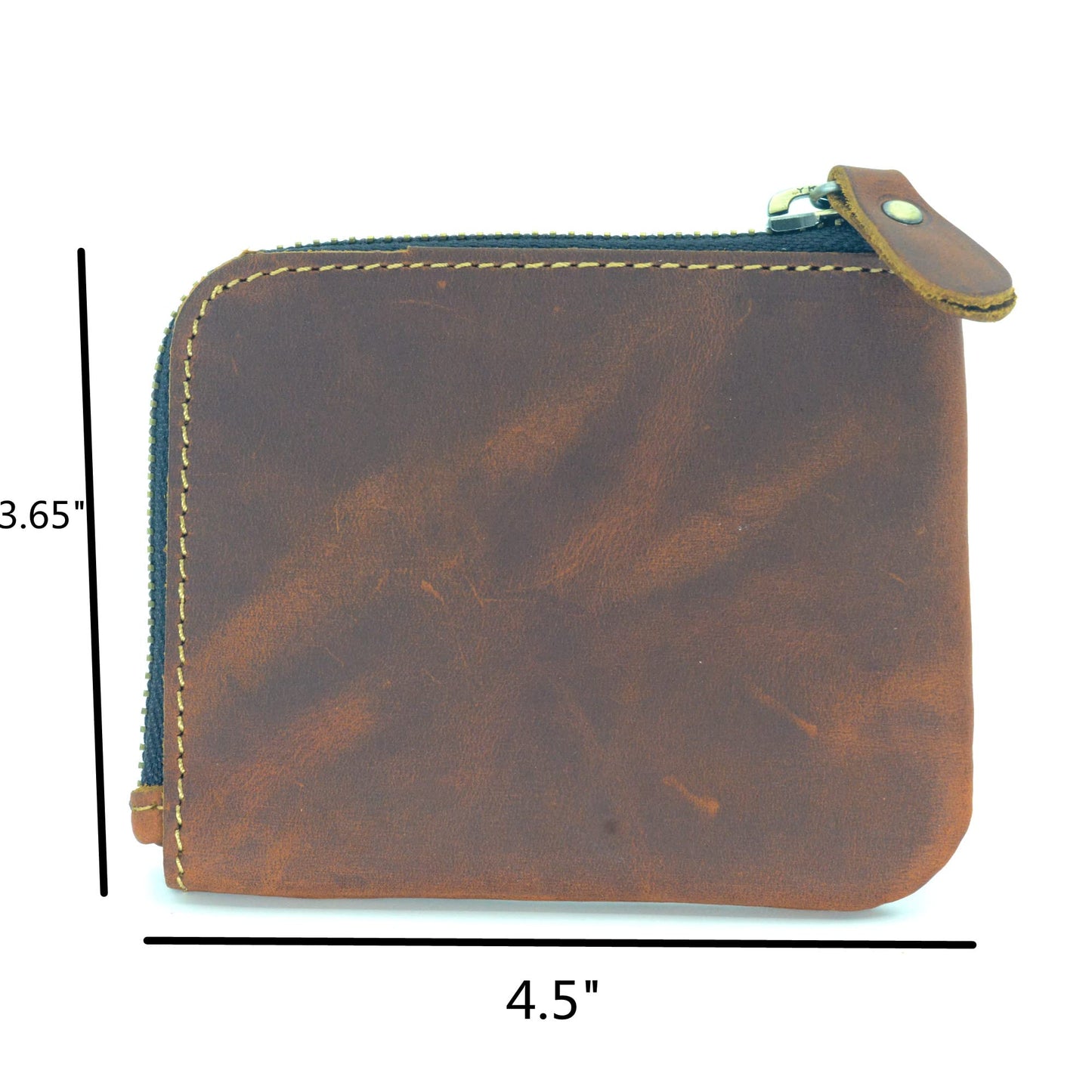 JJNUSA Genuine Leather Zipper Coin Purse Wallet With Key Car Smart Holder, Change Purse, Coin Pouch Holder For Men (Brown)