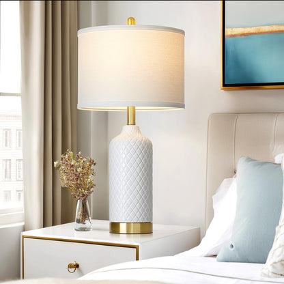 luxeflow 26“ White Ceramic Table Lamps for Living Room, Modern Ceramic Lamps Set of 2, Tall Bedside Lamp for Nightstand, Classic Farmhouse Bedroom Lamp for Desk Side End Table Home Decor