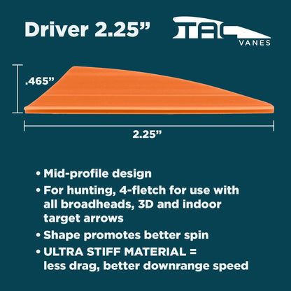 TAC Vanes 2.25" Driver Arrow Vanes | Archery Fletching for Compound & Crossbow | Durable, Lightweight, High Accuracy, OD Green 36 Pack