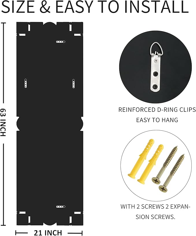 ENENE Crystal Mirrors Full 63"(H) Crushed Diamond Full Body Mirror Silver Long Floor Standing Mirror for Bedroom Living Room Bathroom Wall Mounted