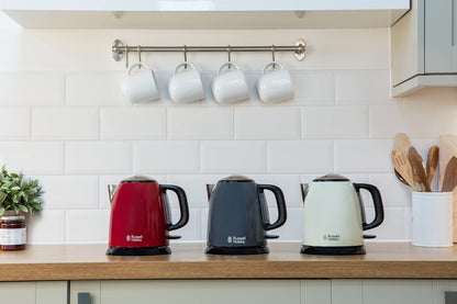 Russell Hobbs Colours+ 24994-70 Kettle [1.0 L] Stainless Steel Cream (2400 W, Quick Boil Function, Removable Limescale Filter, External Water Level Indicator, Small Travel Kettle)