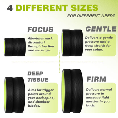 Back Roller Wheel - 5 Pack Yoga Foam Roller for Physical Therapy & Back Stretcher, Deep Tissue Massage for Pain Relief & Stretching | Green.