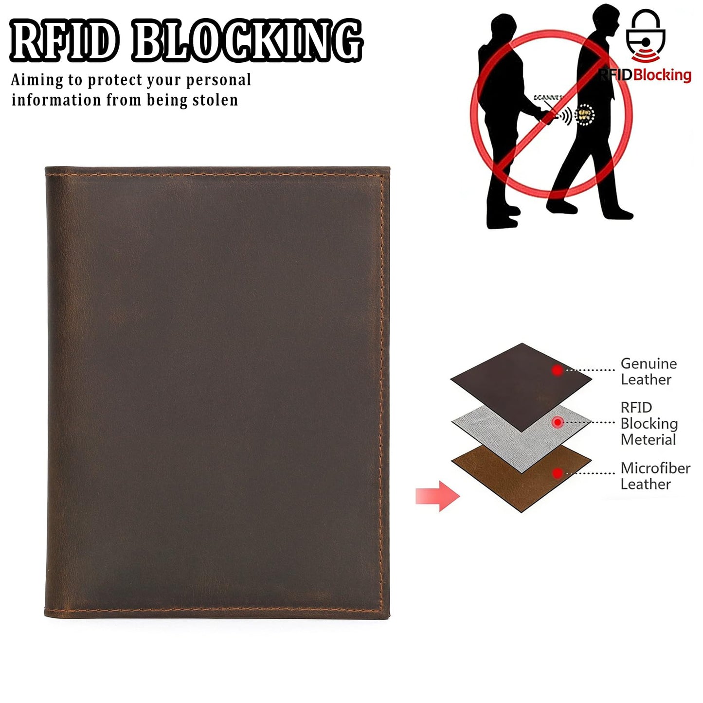 Leather Passport Holder Passport Cover Wallet with Card Holders, Travel Wallet Cover Case for Men and Women, Travel Documents Organizer Protector
