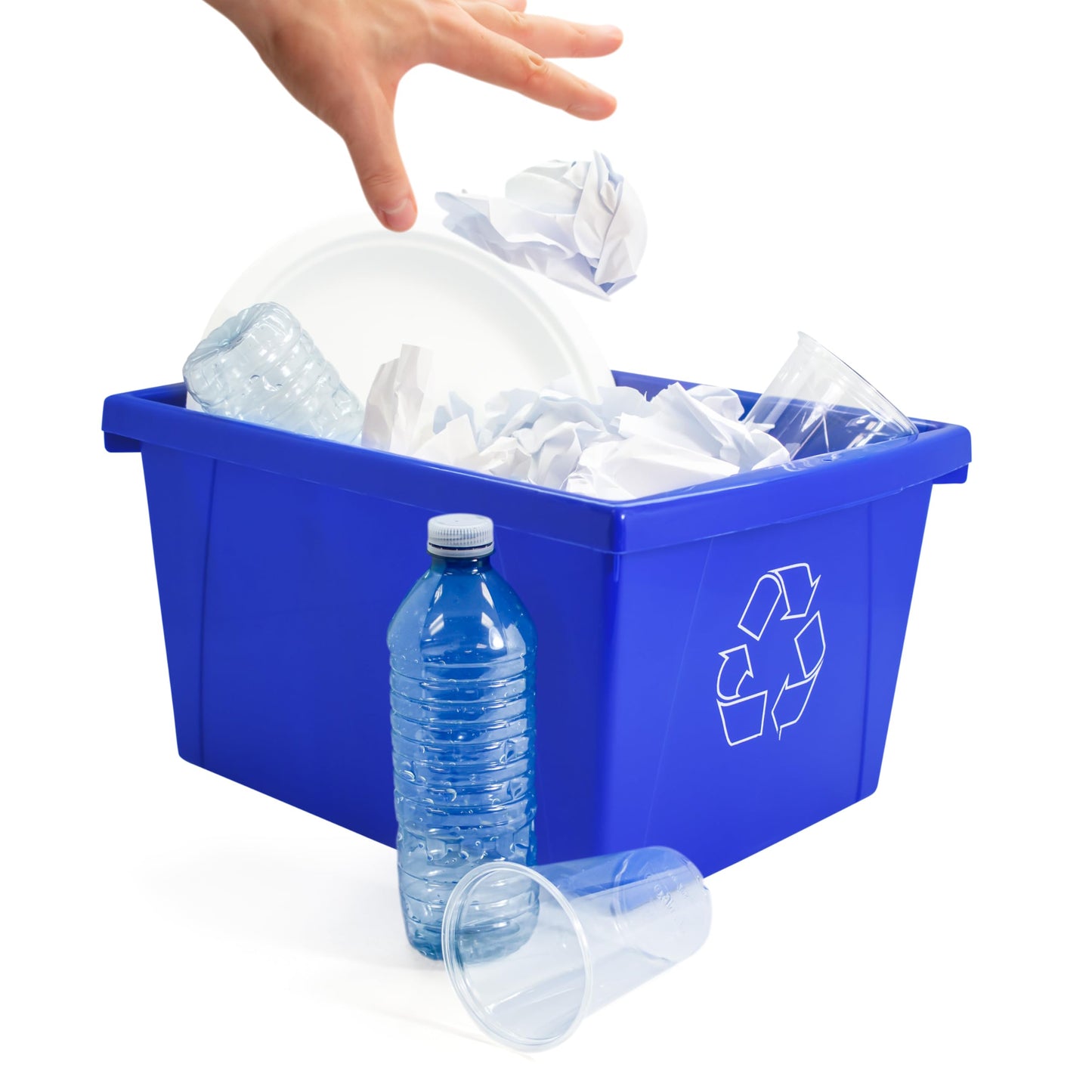 Storex 4 Gallon (15L) Recycle Bin, 14.8 x 7.87 x 11.25 Inches, Blue (61505A06C)