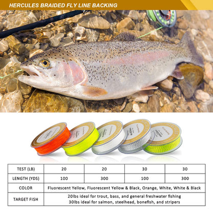 HERCULES Fly Line Backing (Fluorescent Yellow, 30LB 100Yds)